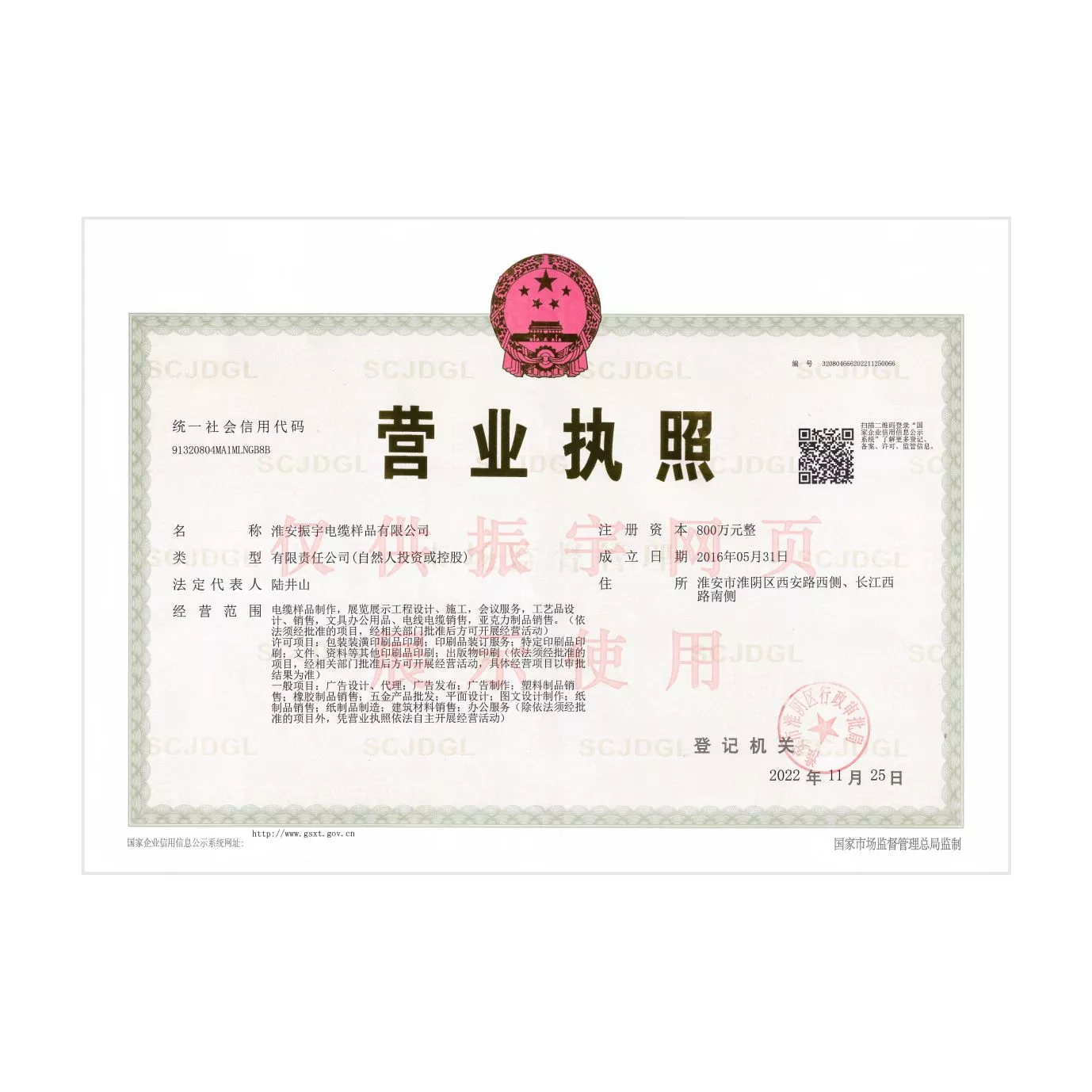 振宇营业执照正本